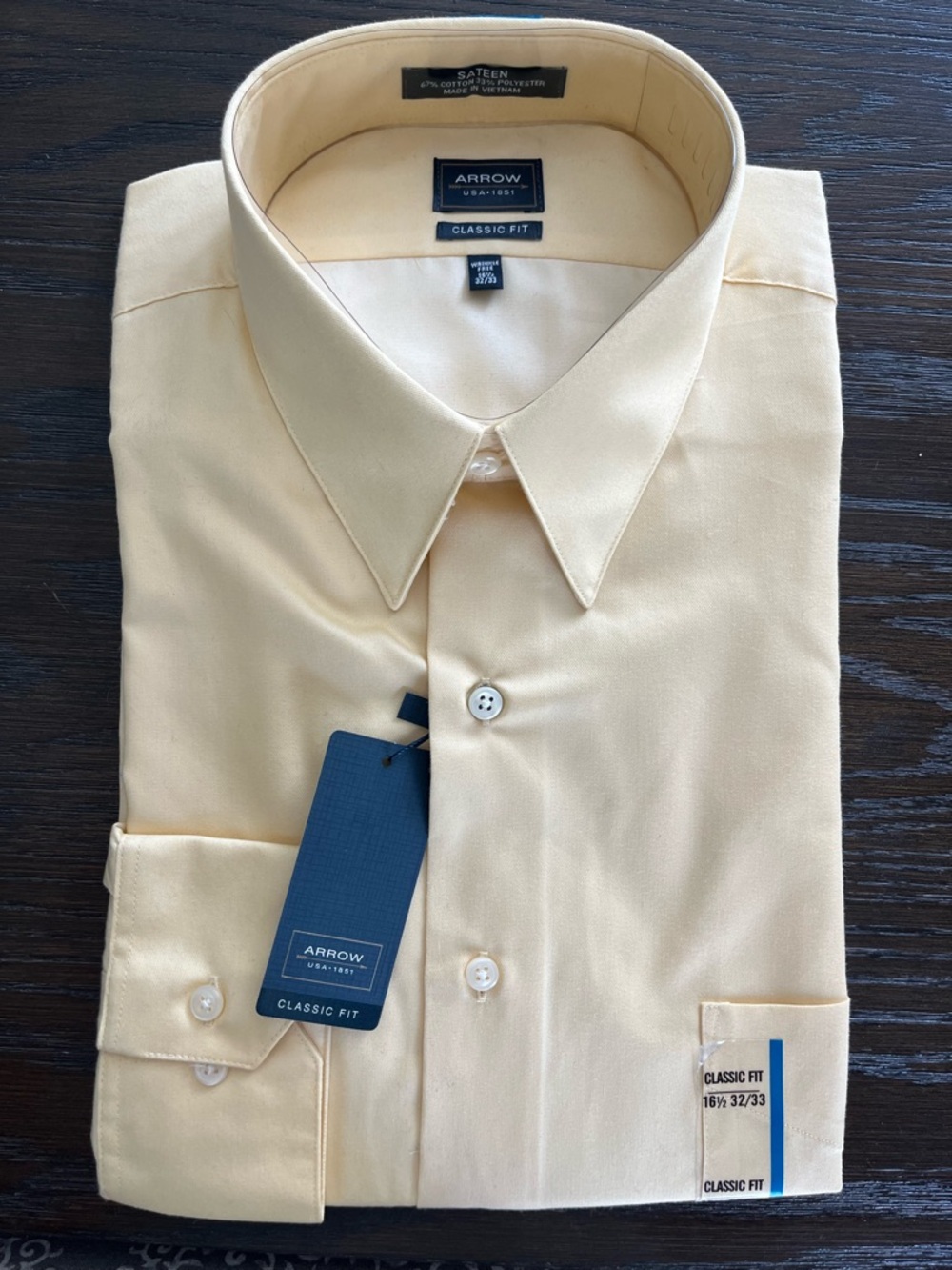 Arrow Classic Fit Men's Dress Shirt - Pale Yellow